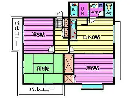 第3あかつき(3DK/3階)の間取り写真