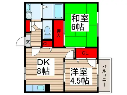 メゾンド・ウェル(2DK/2階)の間取り写真