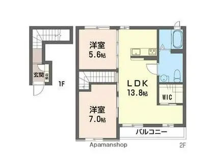 リシアンサスB棟(2LDK/2階)の間取り写真