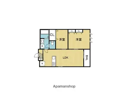 エムズ谷六(2LDK/4階)の間取り写真