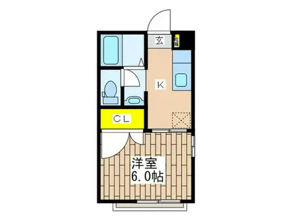 バリュージュ北野(1K/1階)の間取り写真