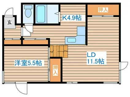 アーブ円山(1LDK/2階)の間取り写真