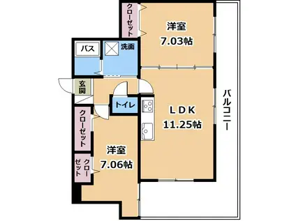 イーシスコートDS野村(2LDK/2階)の間取り写真