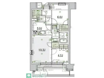 BAUS新中野(2LDK/7階)の間取り写真