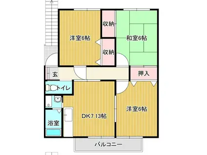 サンビレッジ長浜(3DK/1階)の間取り写真