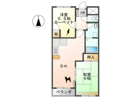 メゾン21篠井原B棟(2LDK/3階)の間取り写真