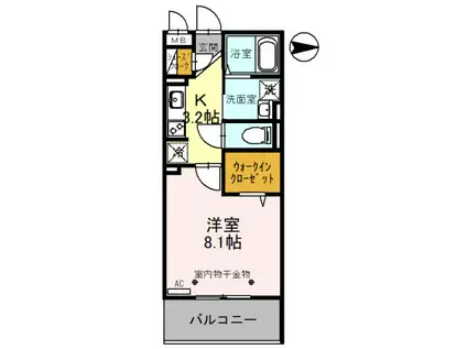 レーヴ・シェソワ(1K/3階)の間取り写真