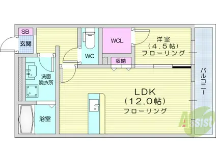 ハッピーホーム3番館(1LDK/1階)の間取り写真