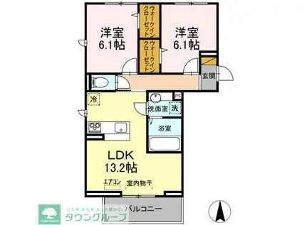 センシーロ柏の葉(2LDK/2階)の間取り写真