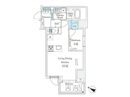 URBAN BREEZE 恵比寿 アーバンブリーズ恵比寿(1LDK/4階)の間取り写真