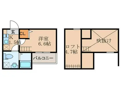 TATERU APARTMENT 東山町IIC棟(1K/1階)の間取り写真