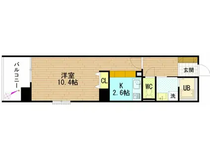 グラビスコート上幟町(1K/9階)の間取り写真