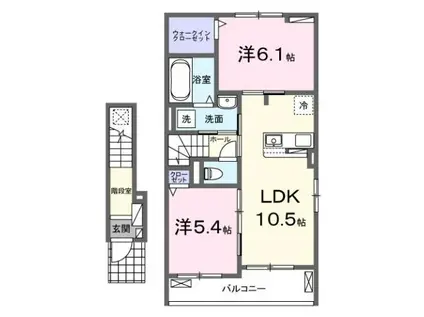 シュシュメゾンぴあのアンジュB(2LDK/2階)の間取り写真