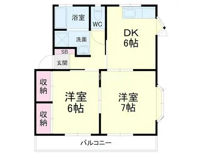 シティーベル(2DK/1階)の間取り写真