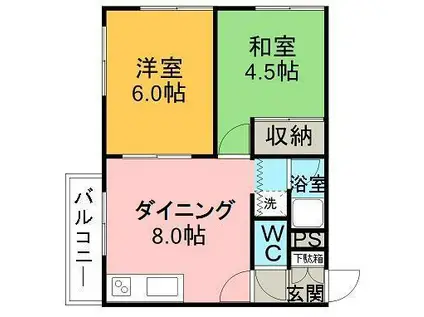 栄徳ハイツ(2DK/1階)の間取り写真