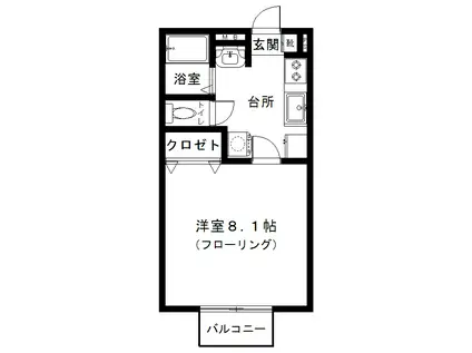 ウインズ国見(1K/2階)の間取り写真