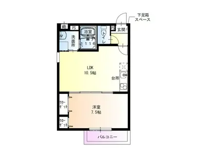 フジパレス住之江通II番館(1LDK/2階)の間取り写真