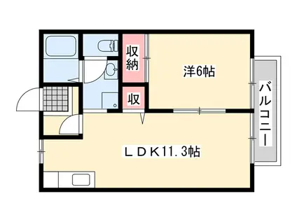 サンライフ双葉(1LDK/1階)の間取り写真