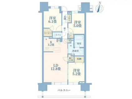 プラウド浦和岸町サンクアージュ(3LDK/9階)の間取り写真