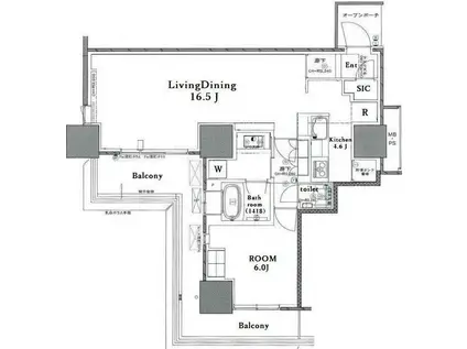 プラウドタワー東雲キャナルコート(1LDK/9階)の間取り写真