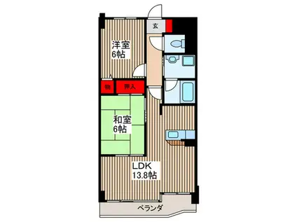 ロマーナ伍番館(2LDK/4階)の間取り写真