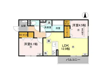 ＪＲ関西本線 奈良駅 徒歩13分 3階建 新築(2LDK/3階)の間取り写真