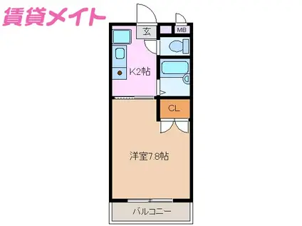 ユーミー東垂坂マンション(1K/2階)の間取り写真