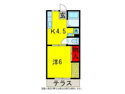 ハイツ富山B(1K/1階)の間取り写真