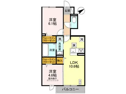アルコバレーノX(2LDK/1階)の間取り写真