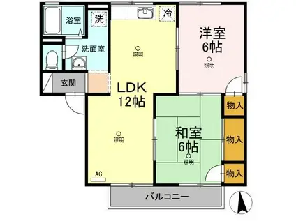 グリーンハイツB棟(2LDK/2階)の間取り写真