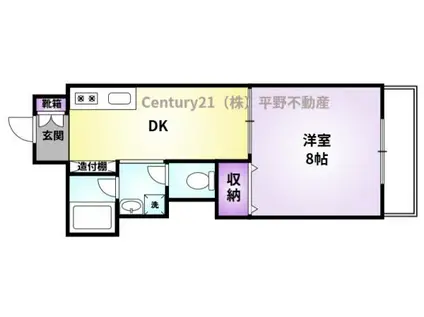 プレジデント御井(1DK/2階)の間取り写真