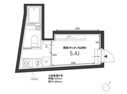 SA1115 サウス(ワンルーム/1階)の間取り写真