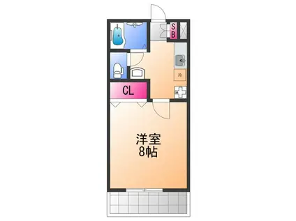 ボヌール鳳1(1K/1階)の間取り写真