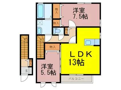 コフレ・ドール(2LDK/2階)の間取り写真