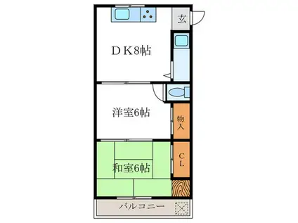 西京都マンション(2DK/2階)の間取り写真