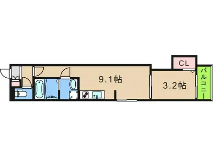 HAQ TERRACE(1LDK/3階)の間取り写真