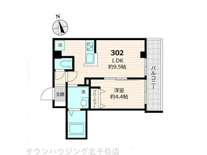 グラン・ルミエール北千住(1LDK/3階)の間取り写真