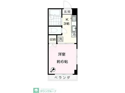 小田急線 和泉多摩川駅 徒歩3分 3階建 築37年(1K/2階)の間取り写真