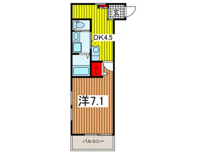 フォルトゥーナS(1DK/2階)の間取り写真