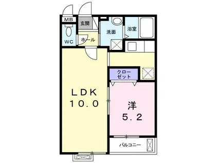 フルー リール(1LDK/2階)の間取り写真