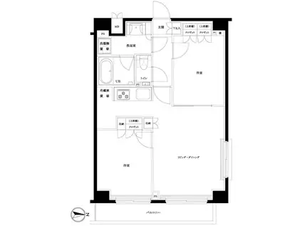 ルーブル下赤塚(2LDK/5階)の間取り写真