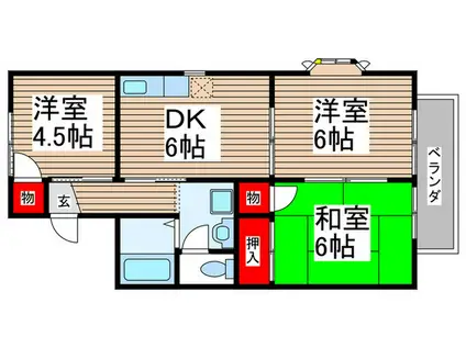 第1セジュールアキヤマ(3DK/2階)の間取り写真