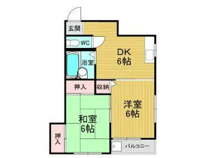 アウスレーゼ旭ヶ丘(2DK/3階)の間取り写真