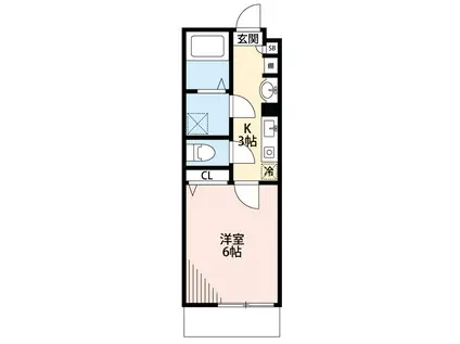 メドヴェージ谷塚(1K/2階)の間取り写真