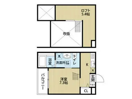 GRADIUS NAKAWARIグラディウス(1K/2階)の間取り写真