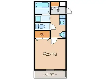 ローズマリーA・B(1K/2階)の間取り写真