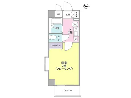 ウィステリアガーデン(1K/4階)の間取り写真