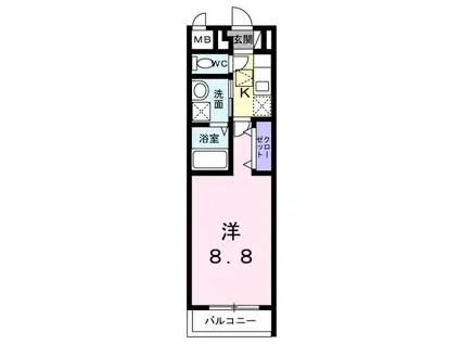 ブレーメンハウス(1K/1階)の間取り写真