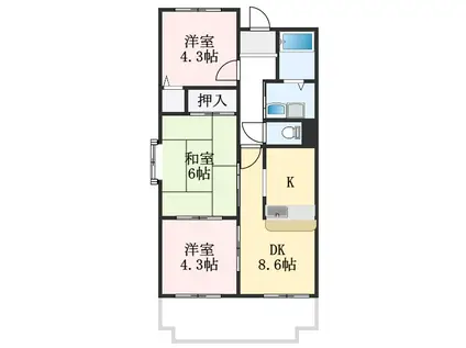 モナーク・シャトー(3DK/3階)の間取り写真