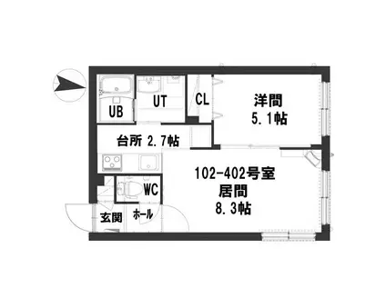 グランメール エース(1LDK/1階)の間取り写真